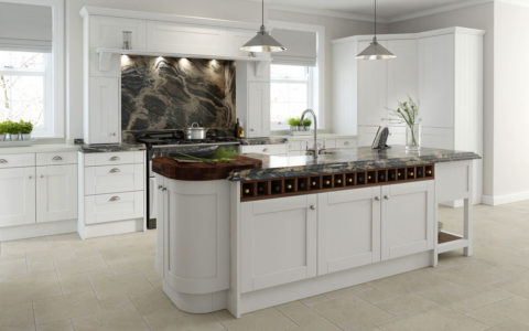 Curved shaker island kitchen
